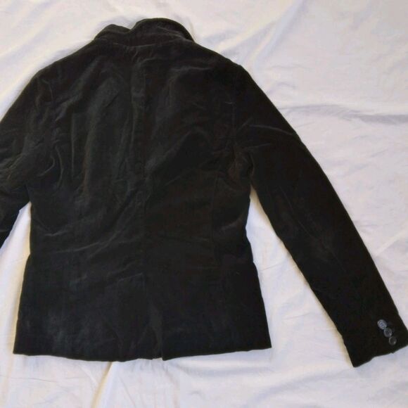 Velvet Jacket Black Velour Blazer Lined Elegant Goth Vampire Women's 10 - Picture 10 of 13
